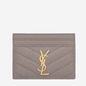 YSL MONOGRAM CARD CASE IN GRAIN DE POUDRE EMBOSSED LEATHER